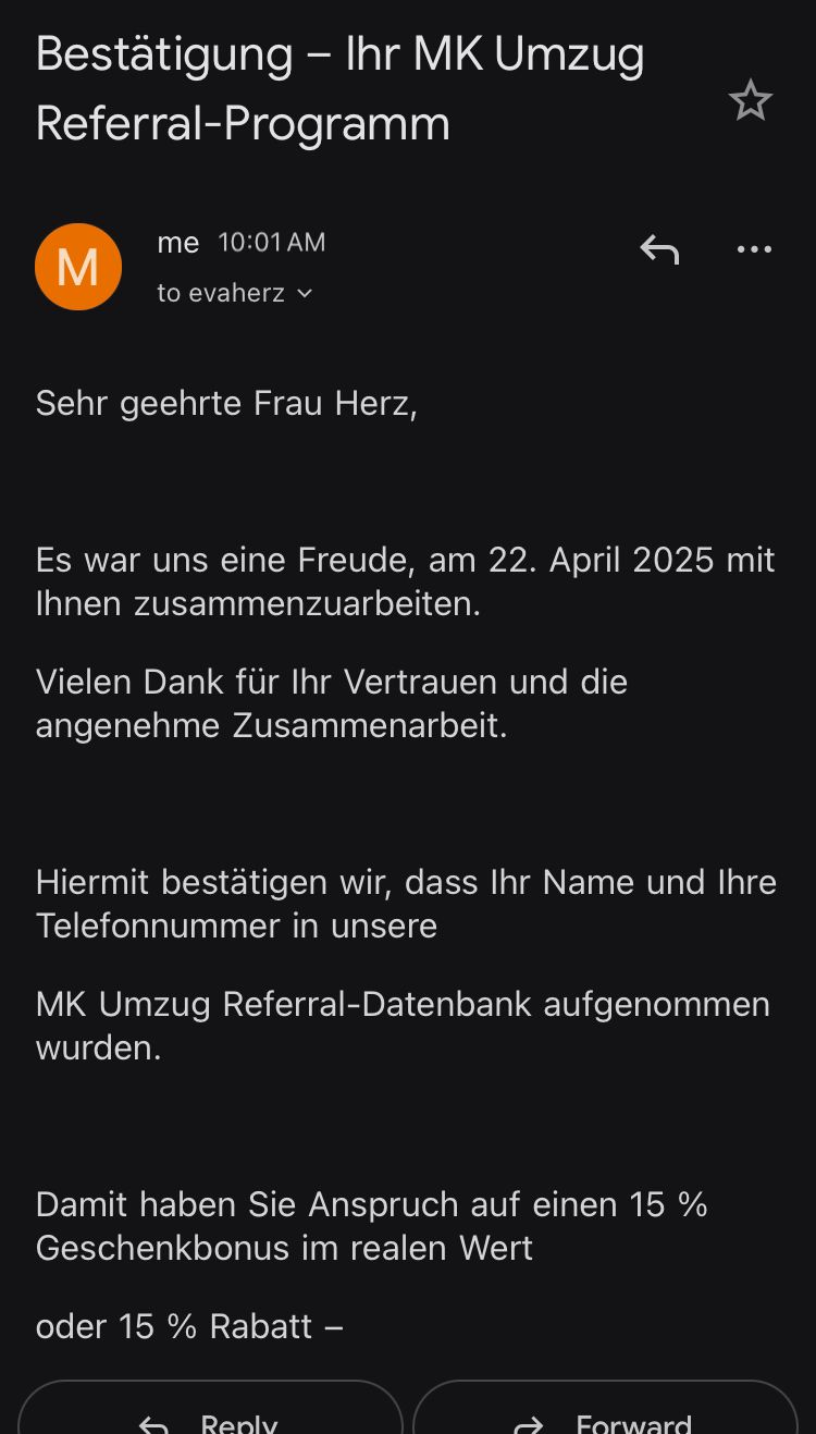 E-Mail-Bestätigung Referral-Programm